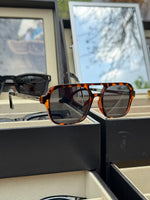 Load image into Gallery viewer, Retro silver & animal print frame black lenses