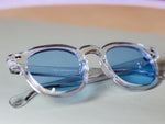 Load image into Gallery viewer, Crystal Frame Sunglasses with Blue Lenses – Luxe Artefatto
