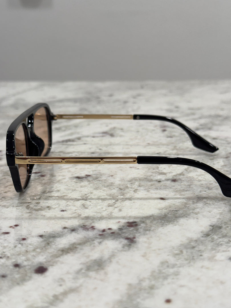 Black & Gold Frame Sunglasses with Yellow Lenses – Bold & Luxurious