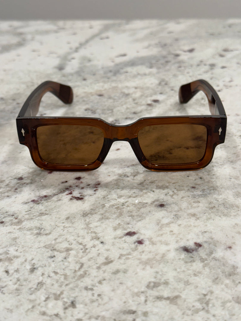 Modern Square Brown Frame Sunglasses with Brown Lenses – Timeless Elegance