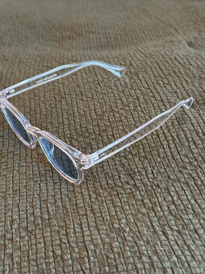 Crystal Frame Sunglasses with Blue Lenses – Luxe Artefatto