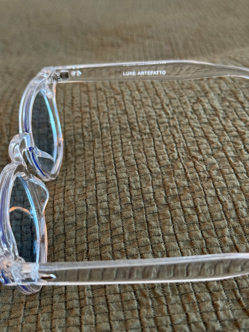Crystal Frame Sunglasses with Blue Lenses – Luxe Artefatto