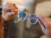 Crystal Frame Sunglasses with Blue Lenses – Luxe Artefatto