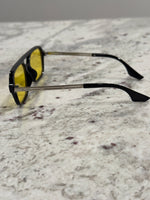 Load image into Gallery viewer, Black &amp; Metal Frame Sunglasses with Yellow Lenses – Bold Style, Modern Edge
