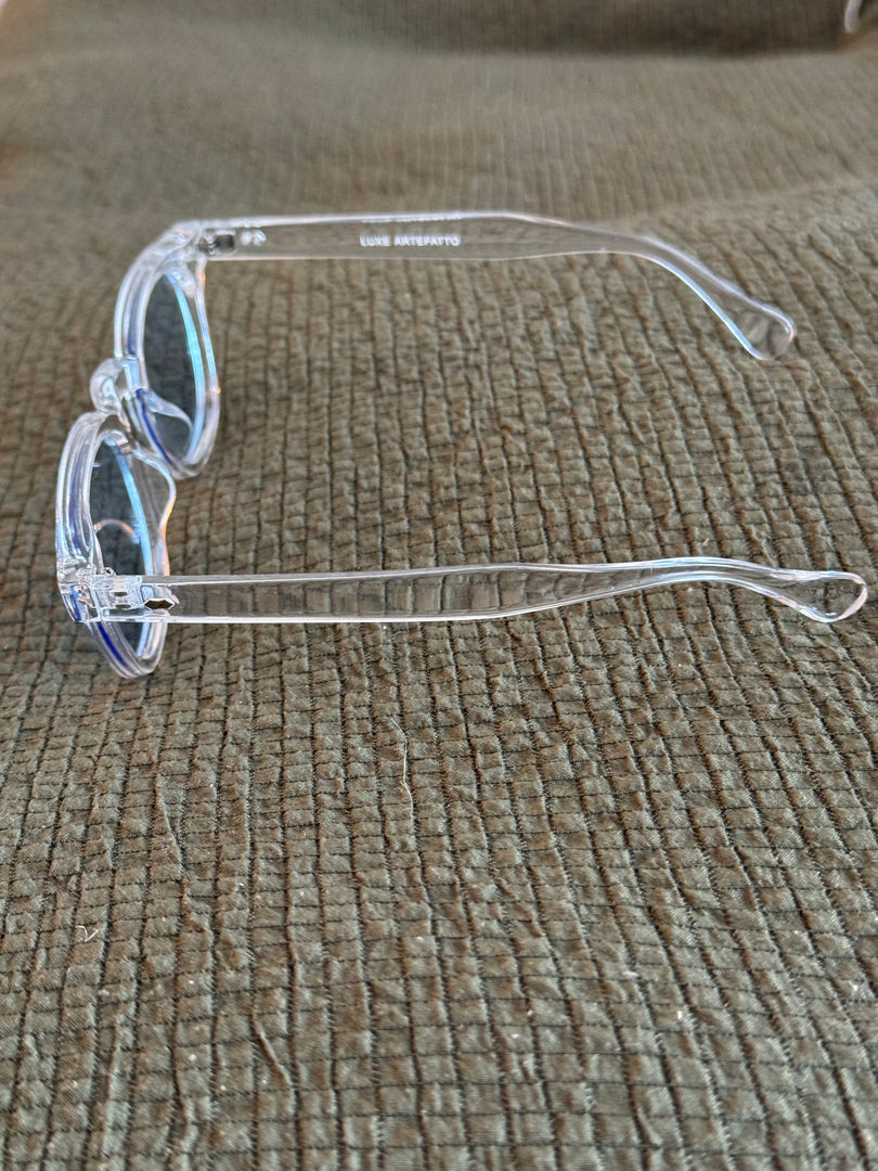 Crystal Frame Sunglasses with Blue Lenses – Luxe Artefatto